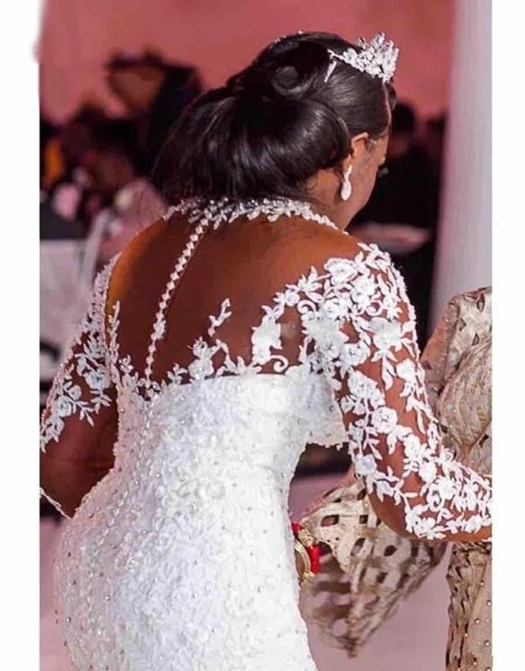 Long Sleeves Mermaid White Wedding Dress