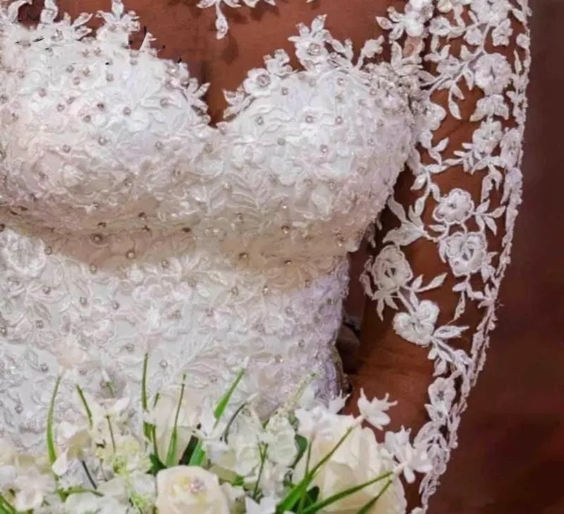Long Sleeves Mermaid White Wedding Dress