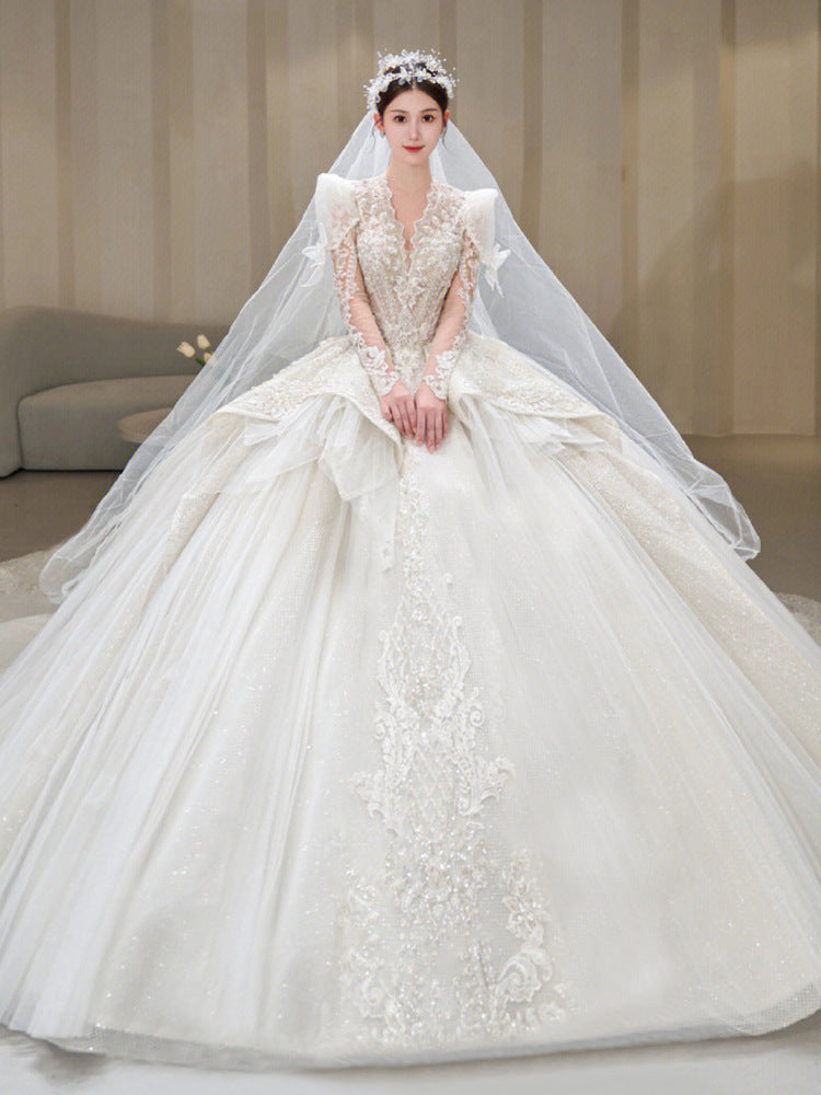 Bride Main Yarn Long Sleeve Wedding Dress