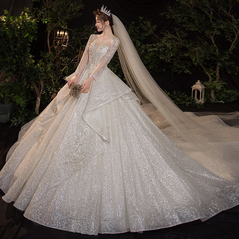 Dream Long-sleeved Retro Big Tail Wedding Dress