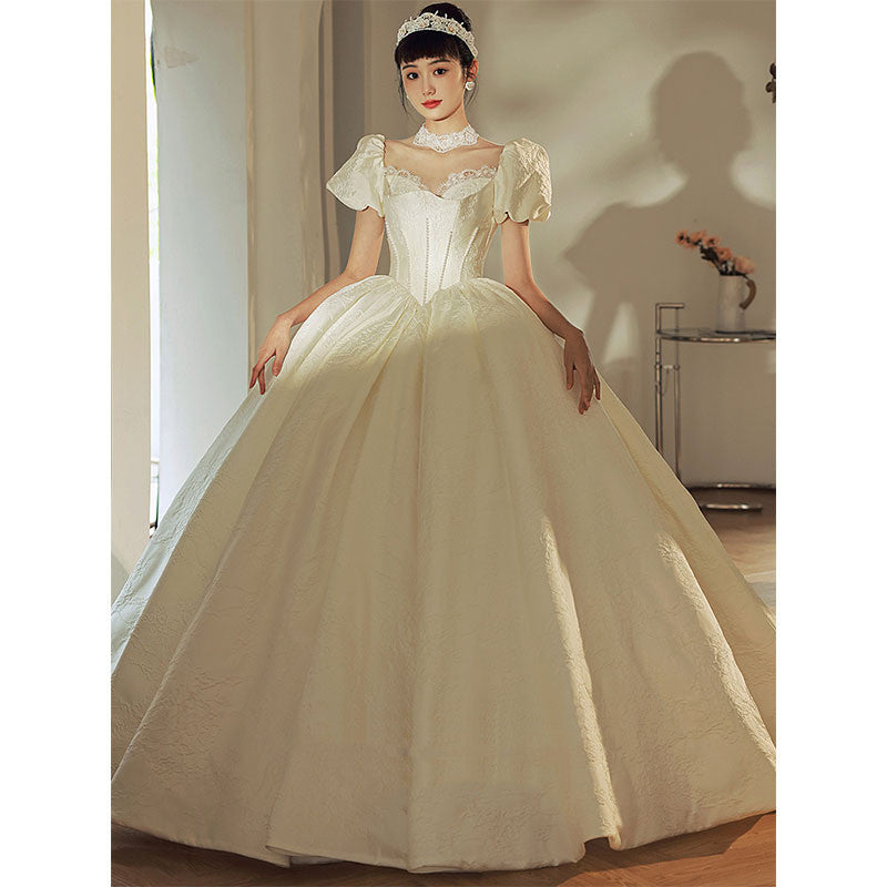 Vintage High Satin Wedding Dress