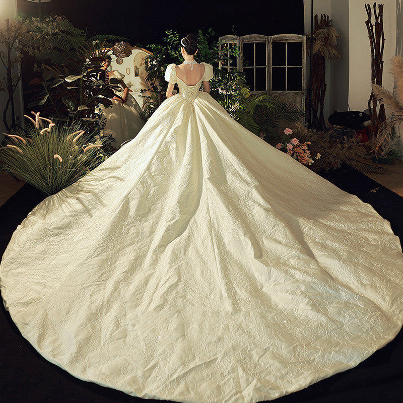 Vintage High Satin Wedding Dress