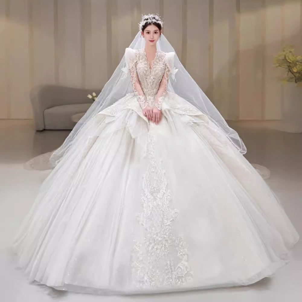 Bride Main Yarn Long Sleeve Wedding Dress