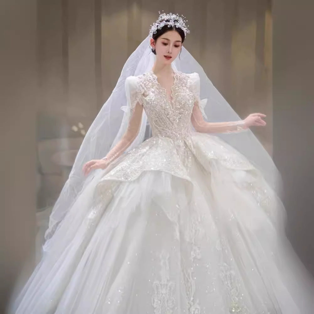 Bride Main Yarn Long Sleeve Wedding Dress